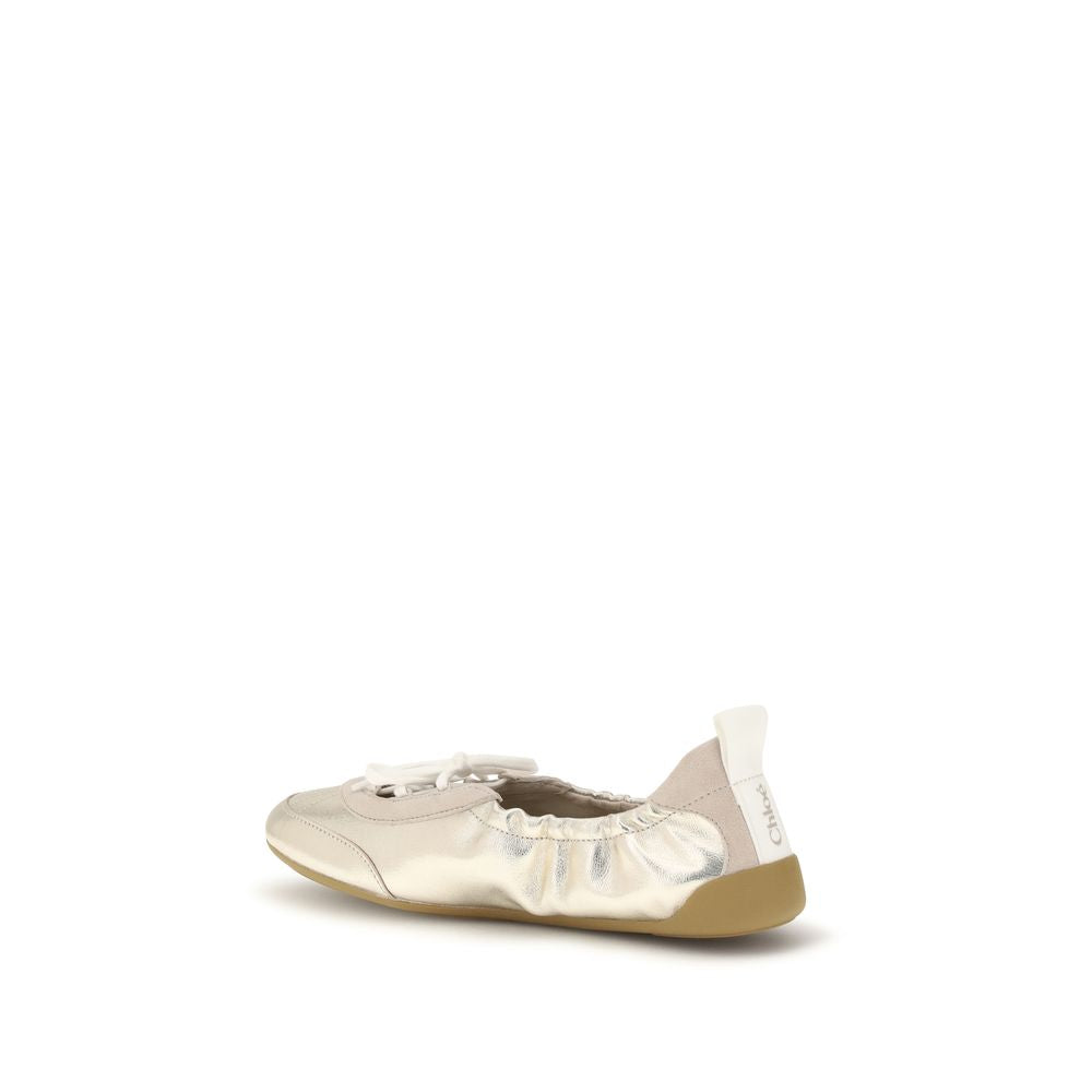 Chloé Silver Leather Kick Ballerina Sneakers