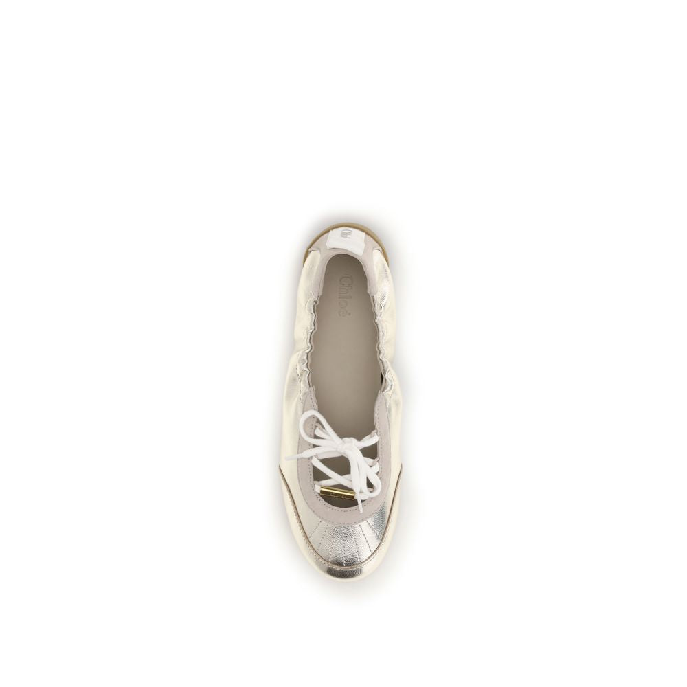 Chloé Silver Leather Kick Ballerina Sneakers