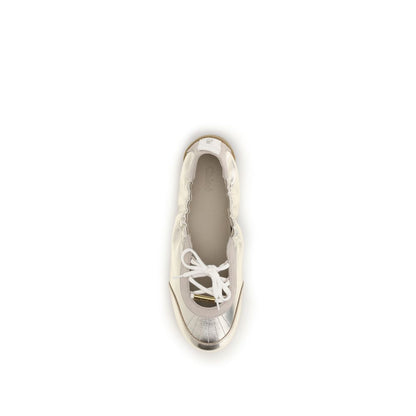 Chloé Silver Leather Kick Ballerina Sneakers