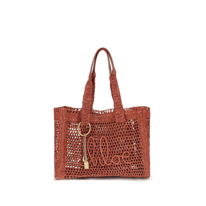 Chloé Brown Raffia East-West Summer Banana Tote Bag