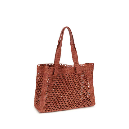 Chloé Brown Raffia East-West Summer Banana Tote Bag