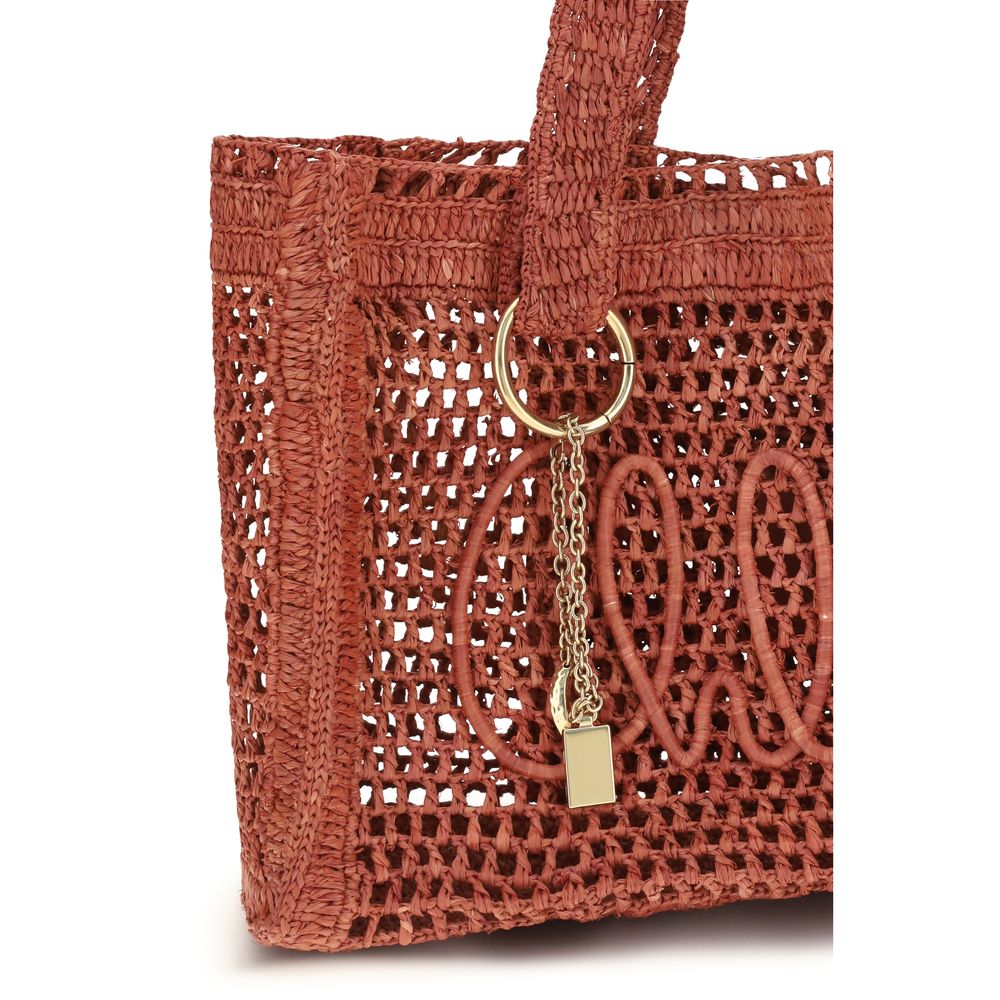 Chloé Brown Raffia East-West Summer Banana Tote Bag