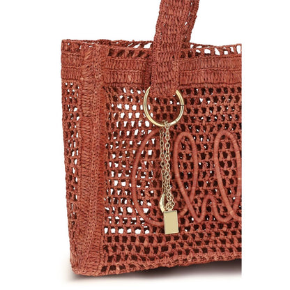 Chloé Brown Raffia East-West Summer Banana Tote Bag