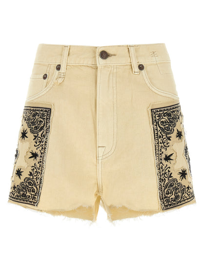 R13 Beige Cotton Bermuda Shorts