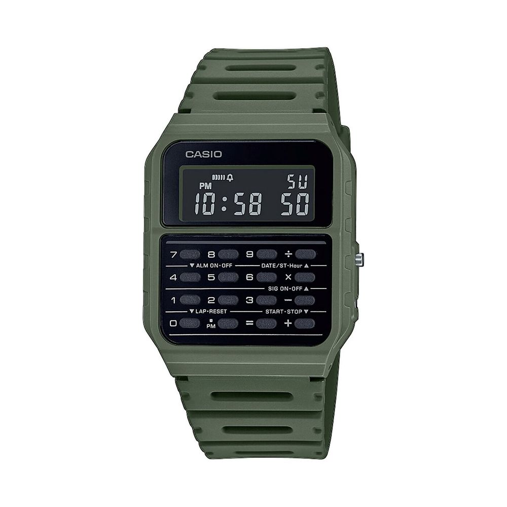 Casio Unisex Green Resin Digital Watch with Buckle Closure