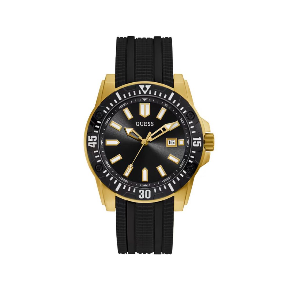 Guess Men's Black Silicone Dress Watch with Day Function