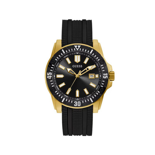 Guess Men's Black Silicone Dress Watch with Day Function