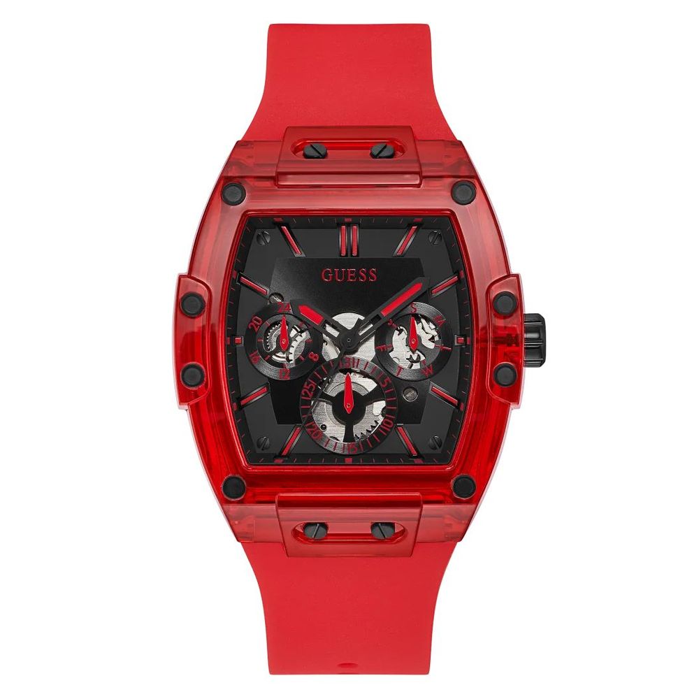 Guess Men’s Silicone Bracelet Watch, Red, Analogue, Date Function