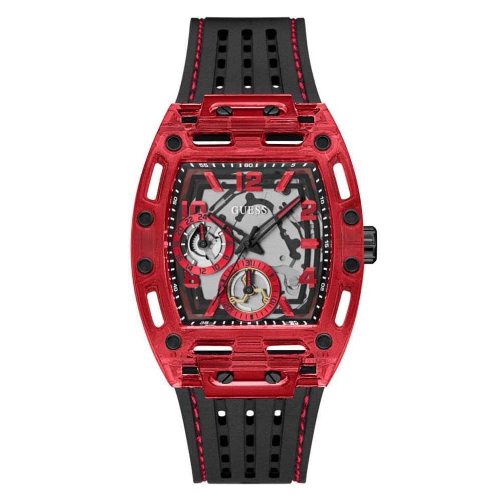 Guess Men's Quartz Sport Watch with Silicone Strap, Black