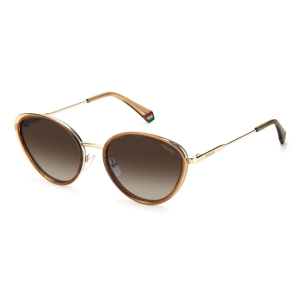 Polaroid Women’s Sunglasses – Beige Oversized Frame, Brown Gradient Lenses