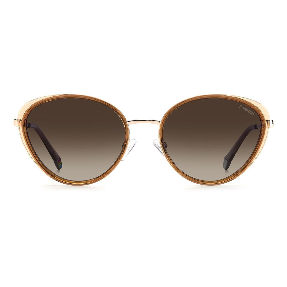 Polaroid Women’s Sunglasses – Beige Oversized Frame, Brown Gradient Lenses
