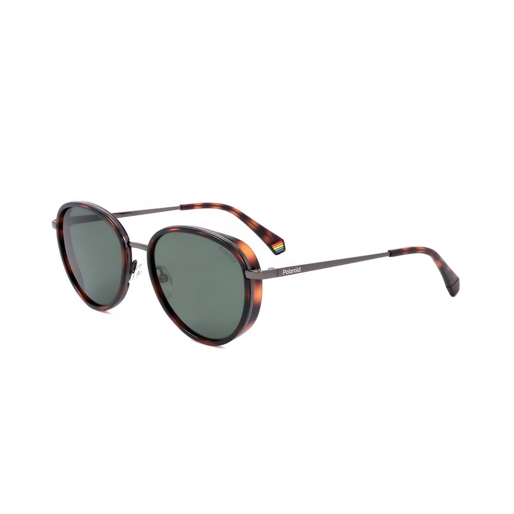 Polaroid Men's Sunglasses – Brown Metal Frame, Green Lenses