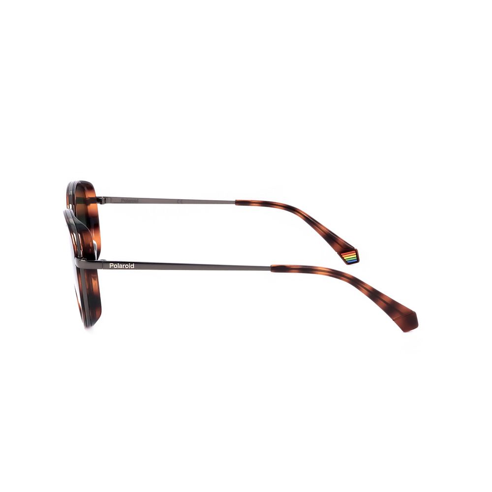 Polaroid Men's Sunglasses – Brown Metal Frame, Green Lenses