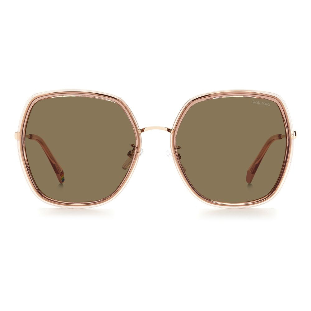 Polaroid Women’s Sunglasses – Pink Hexagonal Frame, Brown Lenses