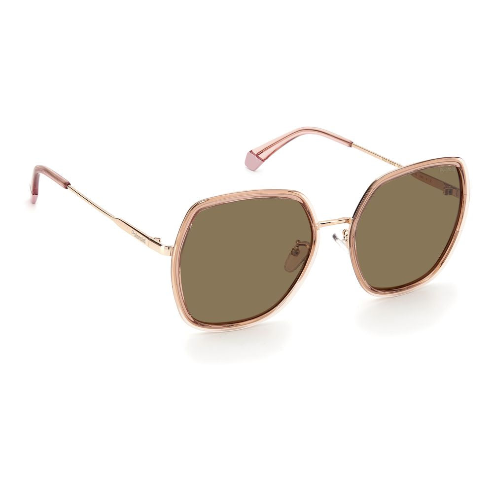 Polaroid Women’s Sunglasses – Pink Hexagonal Frame, Brown Lenses