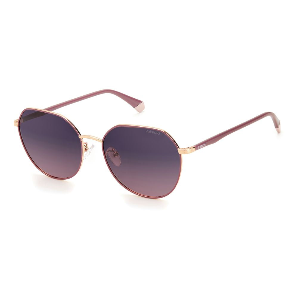 Polaroid Women’s Sunglasses – Pink Gold Metal Frame, Violet Gradient Lenses