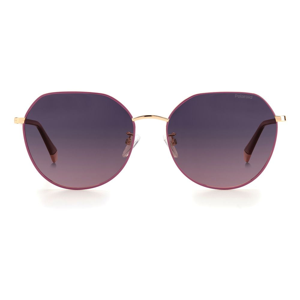 Polaroid Women’s Sunglasses – Pink Gold Metal Frame, Violet Gradient Lenses