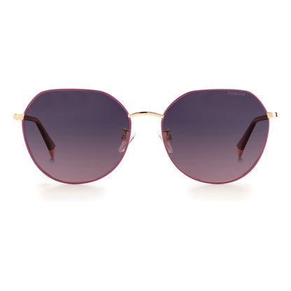 Polaroid Women’s Sunglasses – Pink Gold Metal Frame, Violet Gradient Lenses