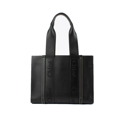 Chloé Black Leather Medium Woody Tote Bag