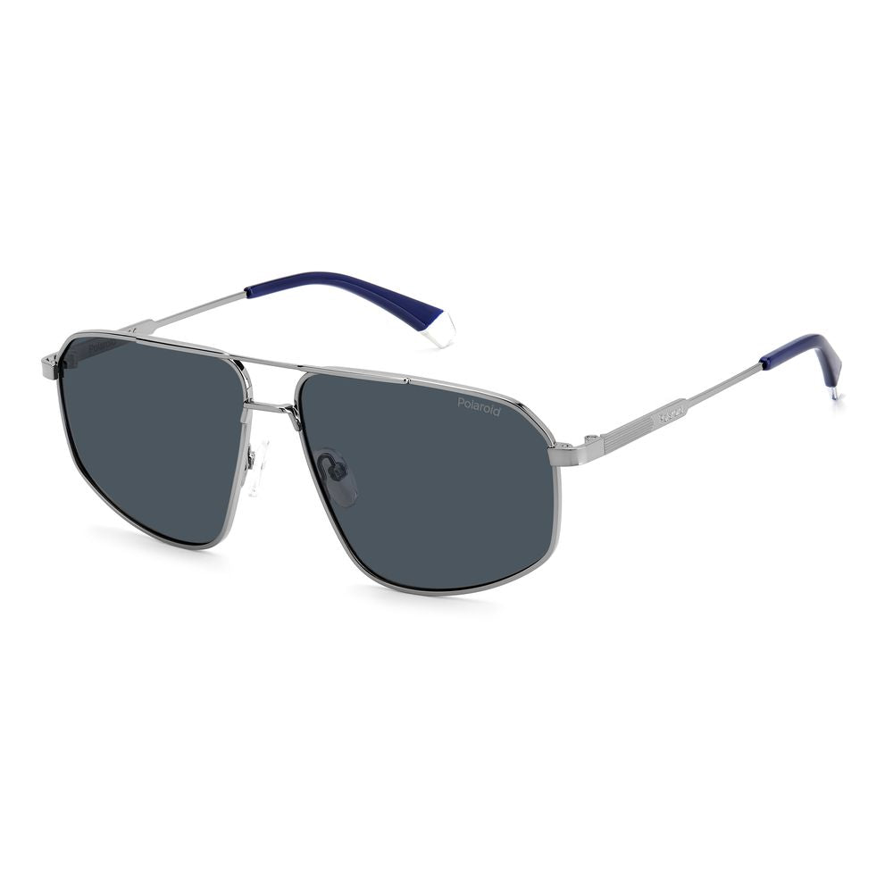 Polaroid Men's Sunglasses – Gray Stainless Steel Frame, Polarized Blue Lenses