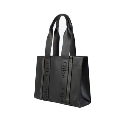 Chloé Black Leather Medium Woody Tote Bag