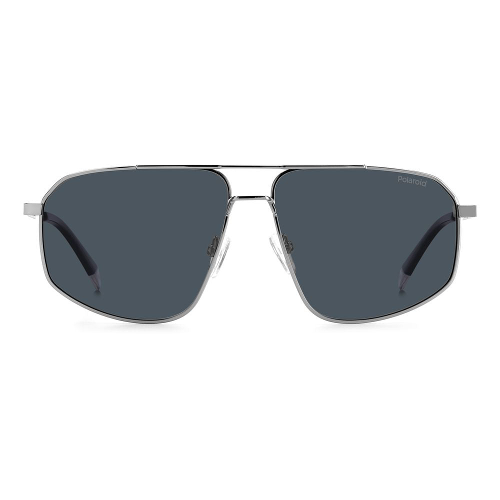 Polaroid Men's Sunglasses – Gray Stainless Steel Frame, Polarized Blue Lenses