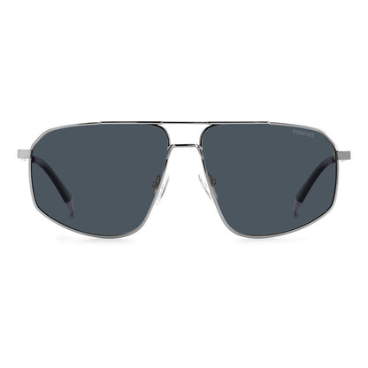 Polaroid Men's Sunglasses – Gray Stainless Steel Frame, Polarized Blue Lenses