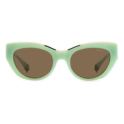 Polaroid Women’s Bicolor Sunglasses – Green Frame, Brown Lenses