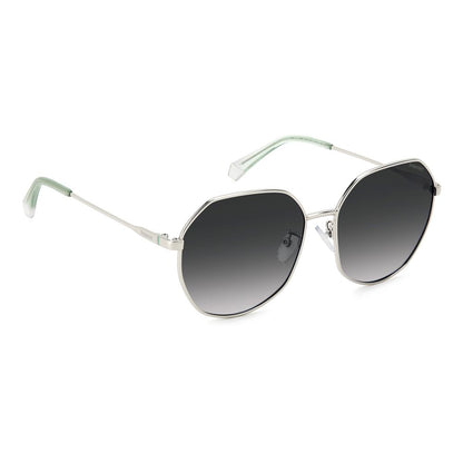 Polaroid Women’s Sunglasses – Grey Metal Frame, Octagonal Lenses