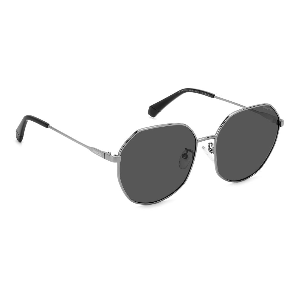 Polaroid Women’s Sunglasses – Grey Metal Frame, Octagonal Lenses