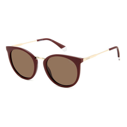 Polaroid Women’s Sunglasses – Red Cat-Eye Frame, Brown Lenses