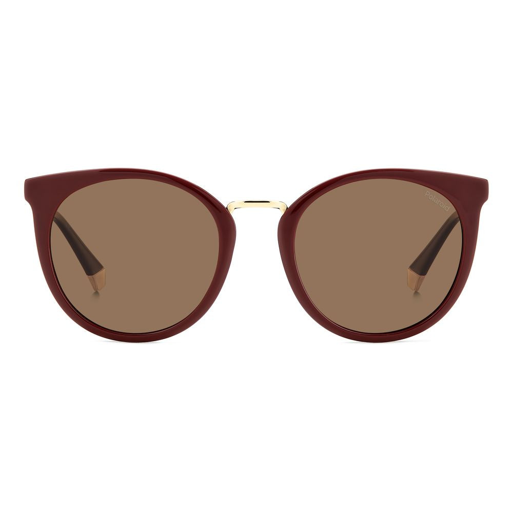 Polaroid Women’s Sunglasses – Red Cat-Eye Frame, Brown Lenses