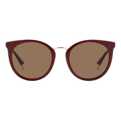 Polaroid Women’s Sunglasses – Red Cat-Eye Frame, Brown Lenses