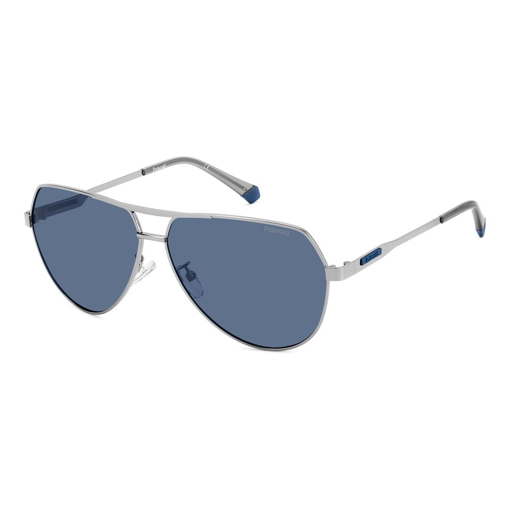 Polaroid Men's Sunglasses – Grey Metal Frame, Blue Lenses