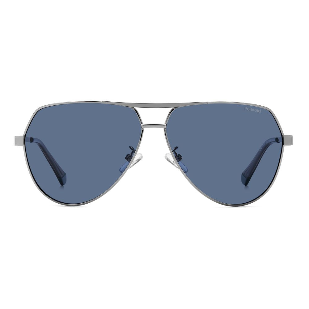 Polaroid Men's Sunglasses – Grey Metal Frame, Blue Lenses