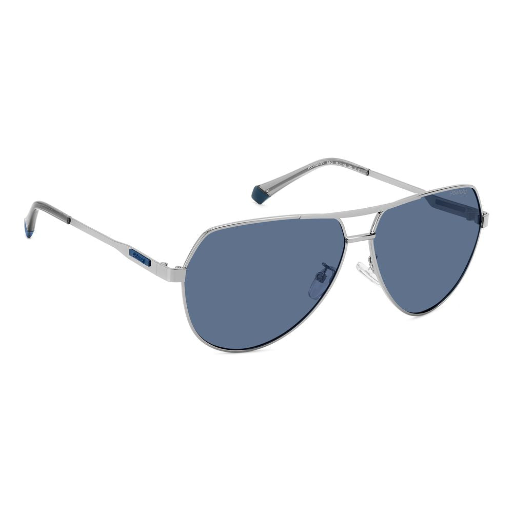 Polaroid Men's Sunglasses – Grey Metal Frame, Blue Lenses