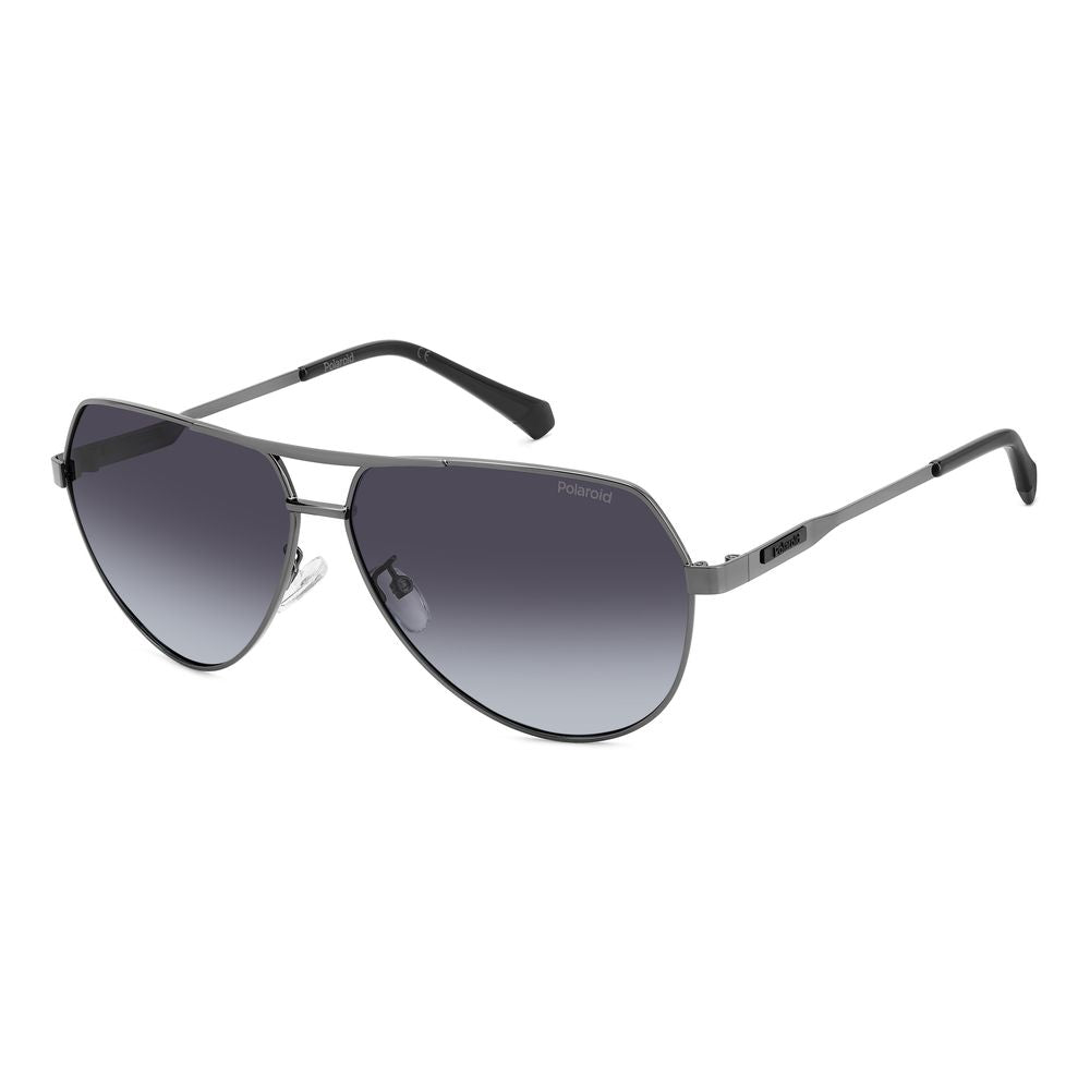 Polaroid Men’s Sunglasses – Grey Metal Frame, Dark Gradient Lenses
