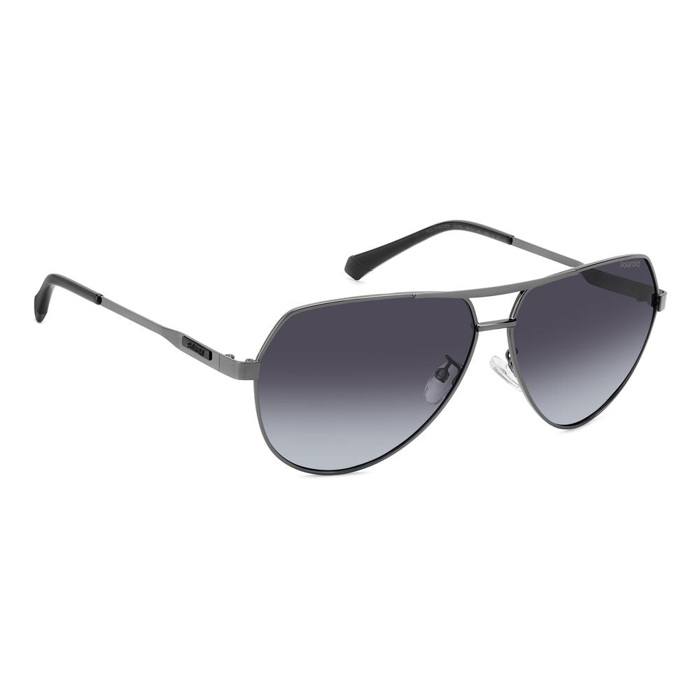 Polaroid Men’s Sunglasses – Grey Metal Frame, Dark Gradient Lenses
