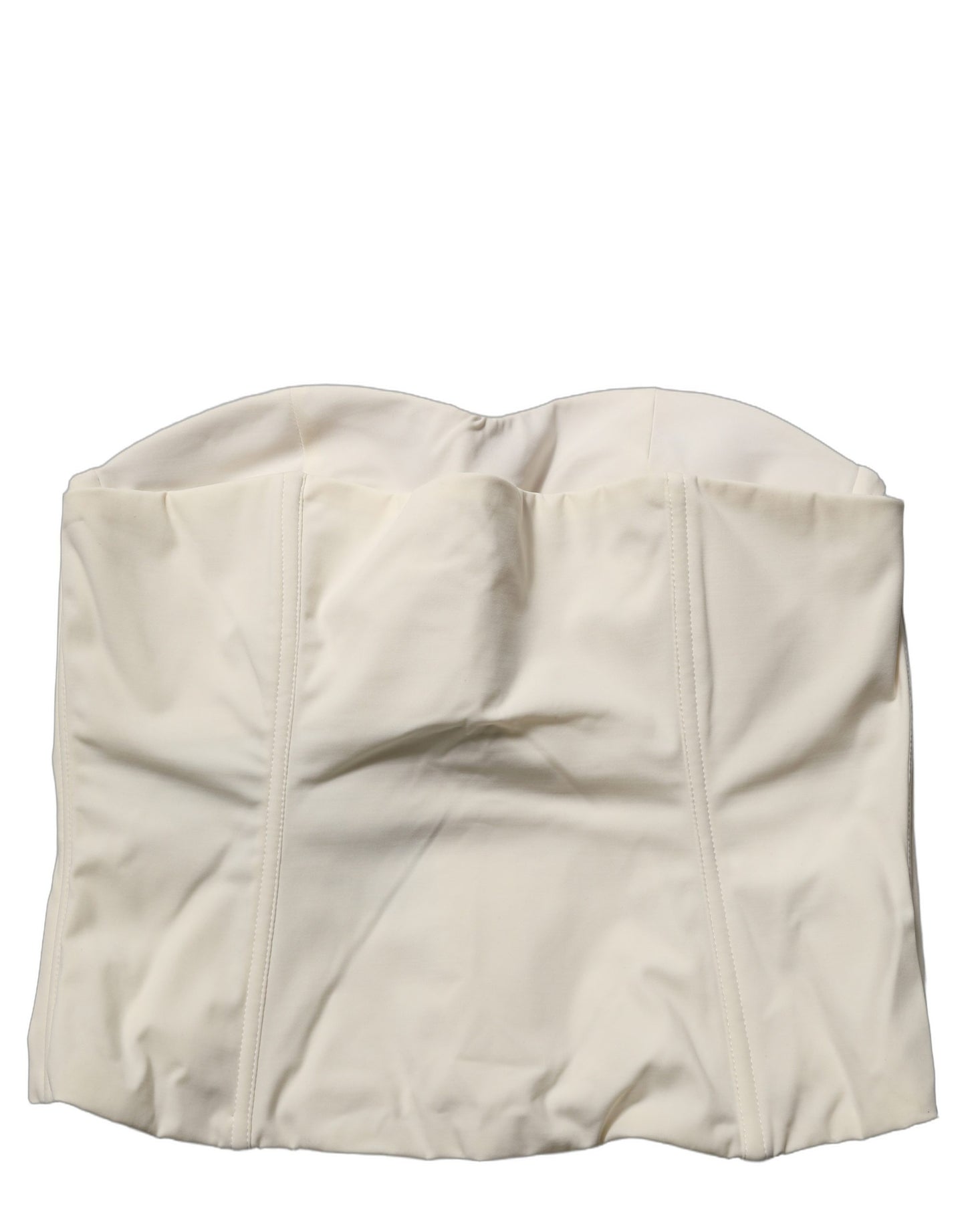 Elisabetta Franchi Off White Strapless Sweetheart Neck Top IT46|XL