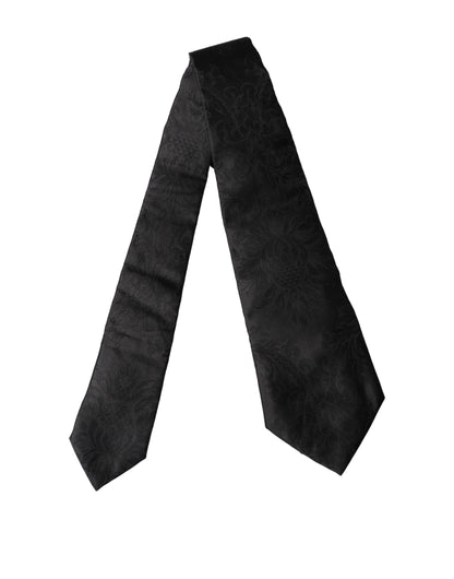 Dolce & Gabbana Black Paisley Woven Silk Adjustable Necktie