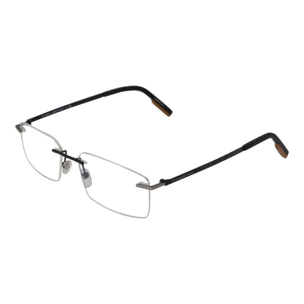 Ermenegildo Zegna Men’s Glasses – Gunmetal Rectangle Frames