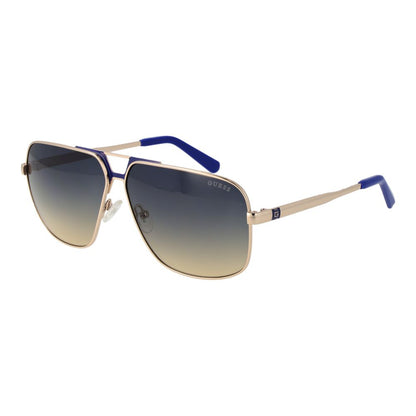 Guess Men’s Sunglasses – Silver Metal Frame, Blue Gradient Lenses