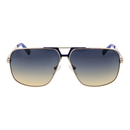 Guess Men’s Sunglasses – Silver Metal Frame, Blue Gradient Lenses