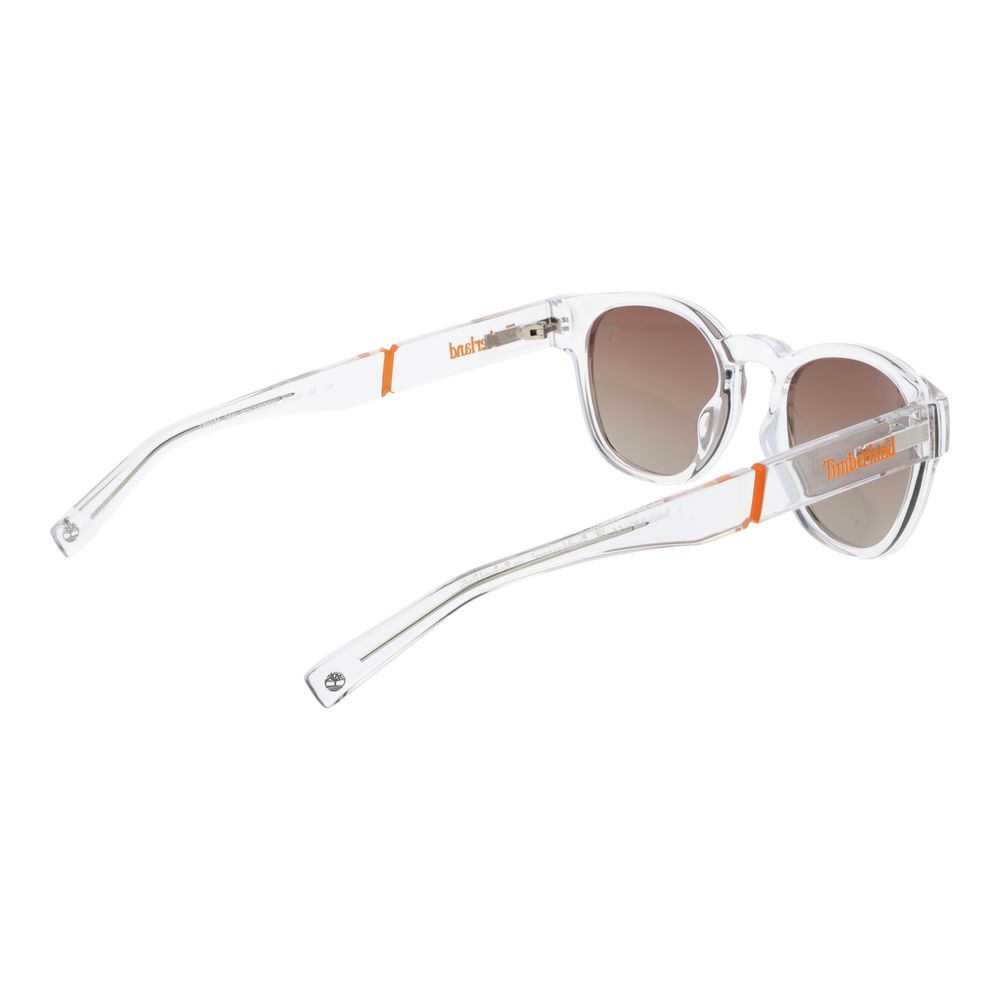 Timberland Men’s Sunglasses – Transparent Round Frame, Brown Gradient Lenses