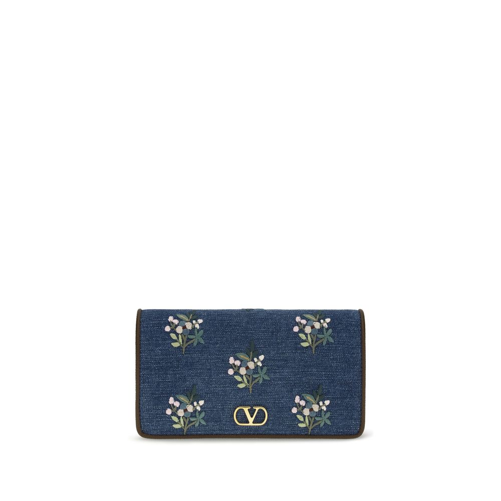 Valentino Garavani Blue Denim Mini VLogo Signature Shoulder Bag