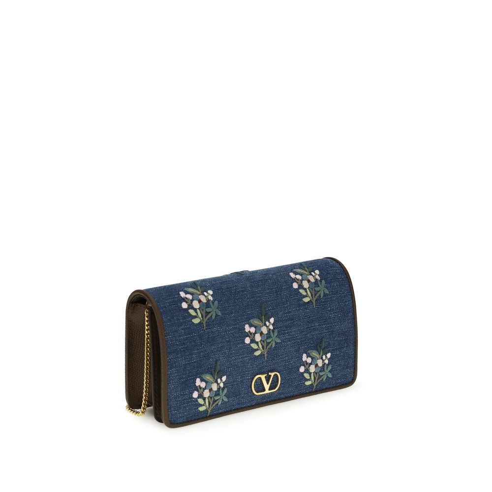 Valentino Garavani Blue Denim Mini VLogo Signature Shoulder Bag