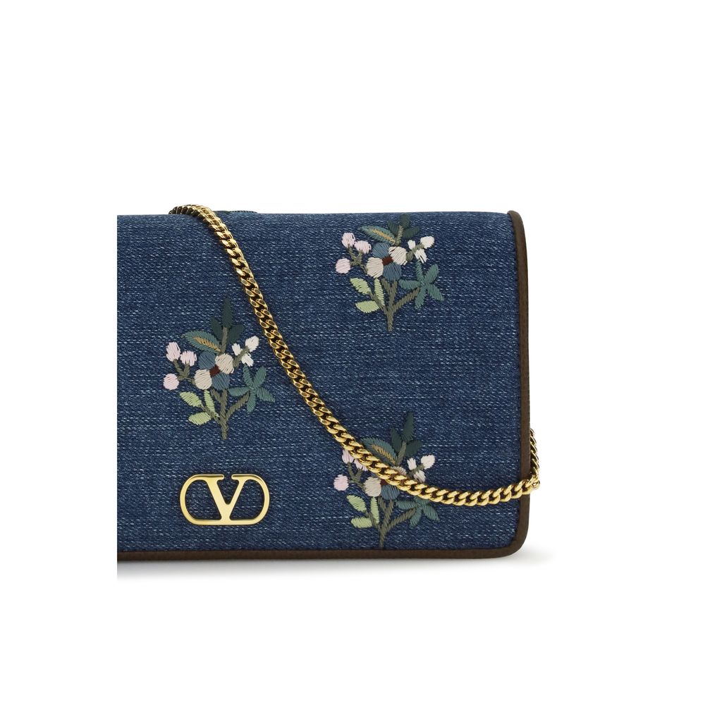 Valentino Garavani Blue Denim Mini VLogo Signature Shoulder Bag