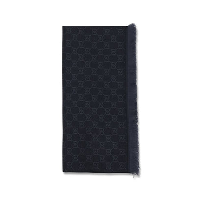 Gucci GG Supreme Embroidered Black Wool Scarf