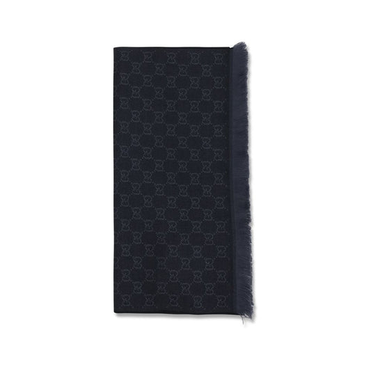 Gucci GG Supreme Embroidered Black Wool Scarf