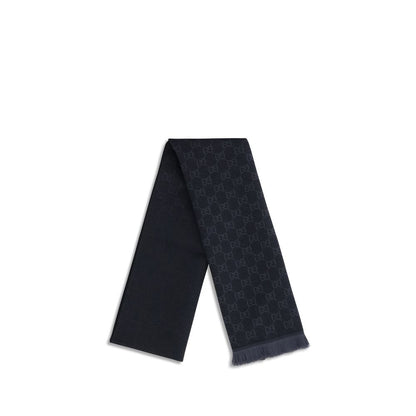 Gucci GG Supreme Embroidered Black Wool Scarf
